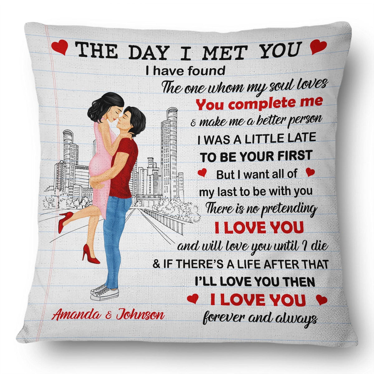 Personalized couple throw pillow