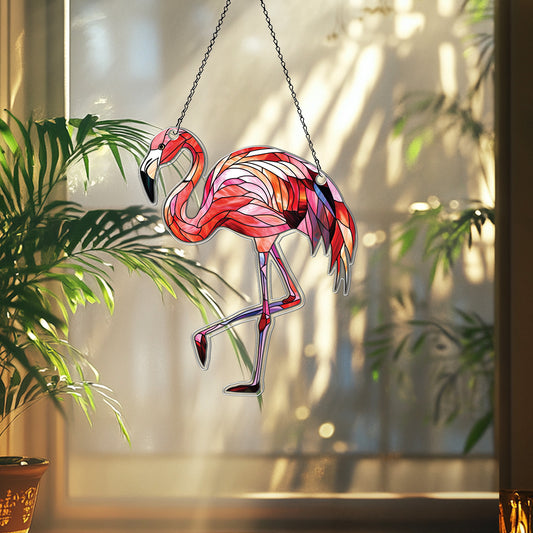 Personalized Flamingo acrylic Christmas ornament by Foswick