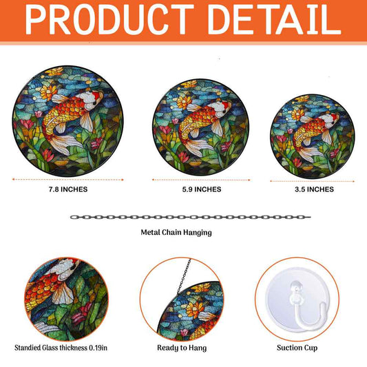 Personalized Koi Fish stained-glass-inspired suncatcher by Foswick
