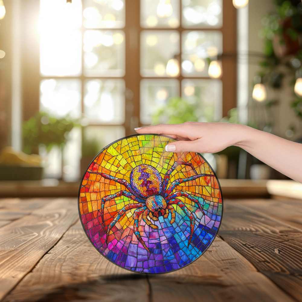 Personalized Spider stained-glass-inspired suncatcher by Foswick
