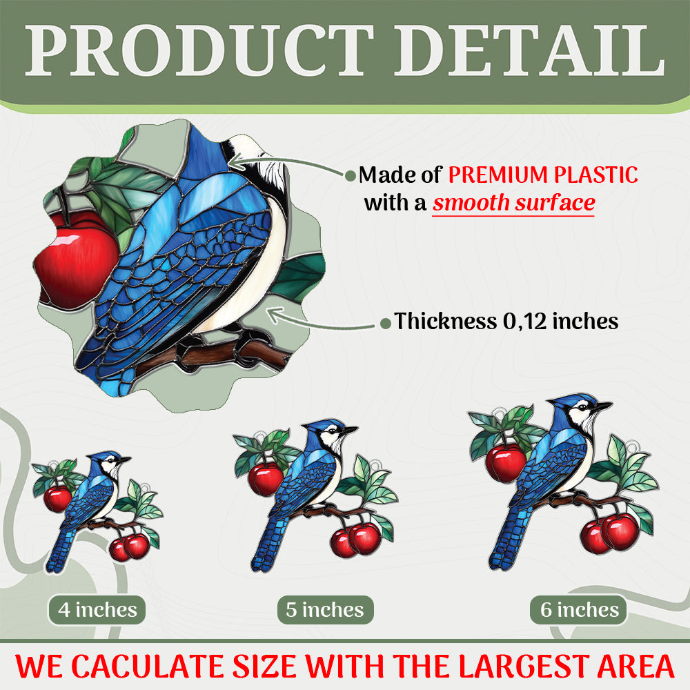 Personalized Blue Jay acrylic Christmas ornament by Foswick