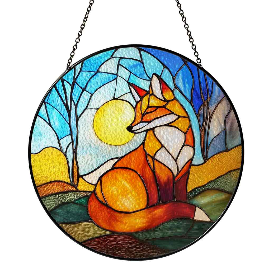 Personalized Fox stained-glass-inspired suncatcher by Foswick