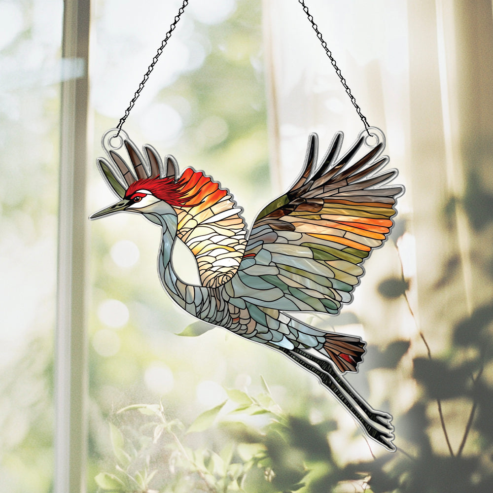 Personalized Sandhill Crane acrylic Christmas ornament by Foswick