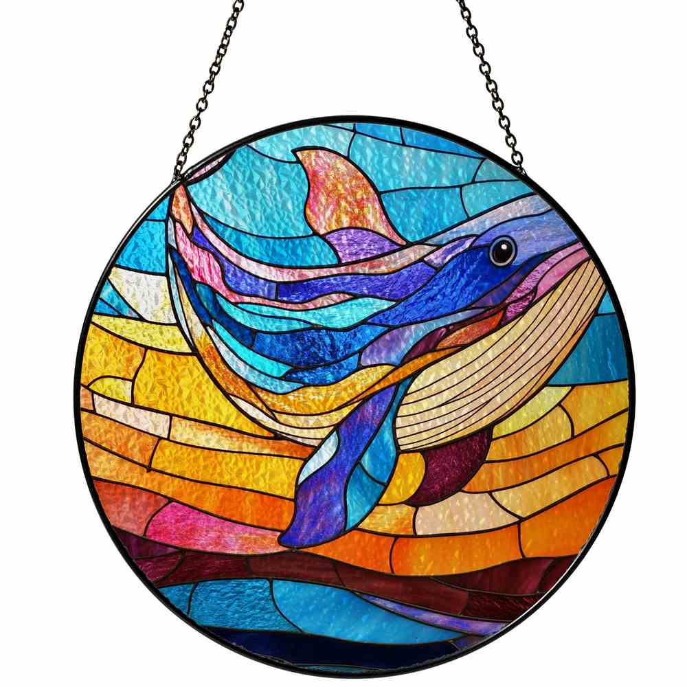 Personalized Whale stained-glass-inspired suncatcher by Foswick