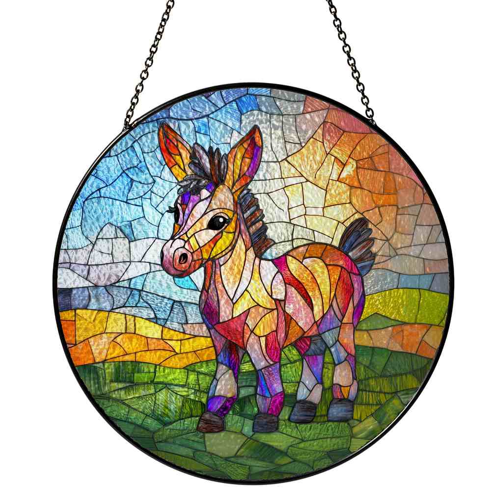 Personalized Donkey stained-glass-inspired suncatcher by Foswick