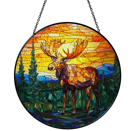 Personalized Moose stained-glass-inspired suncatcher by Foswick