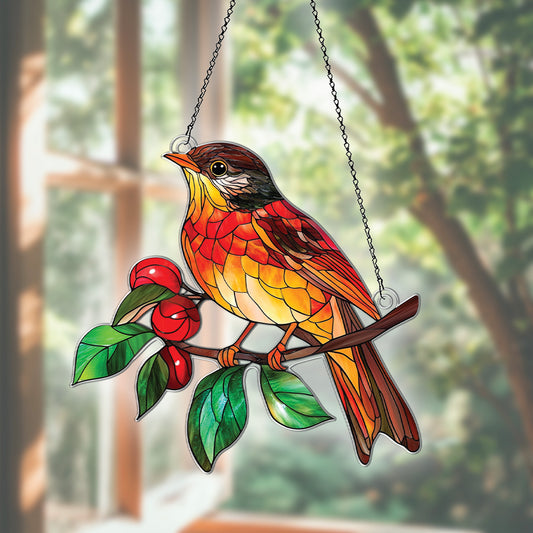 Personalized Thrush Bird acrylic Christmas ornament by Foswick