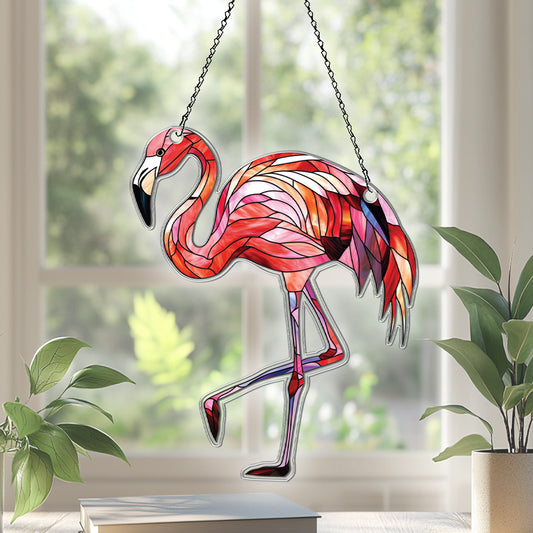 Personalized Flamingo acrylic Christmas ornament by Foswick