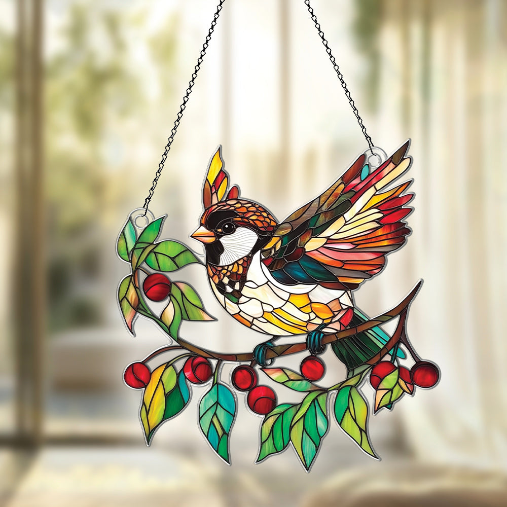Personalized Sparrows acrylic Christmas ornament by Foswick