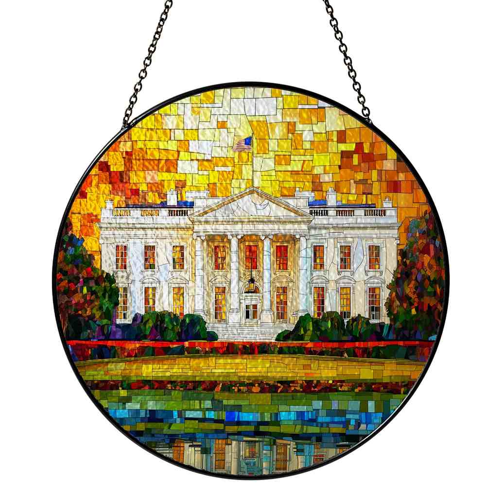 Personalized White House stained-glass-inspired suncatcher by Foswick