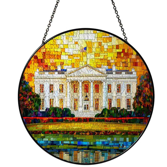 Personalized White House stained-glass-inspired suncatcher by Foswick