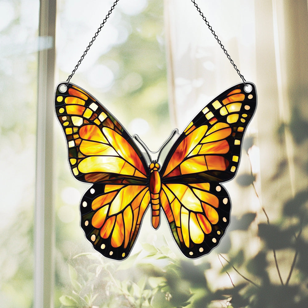 Personalized Yellow Butterfly acrylic Christmas ornament by Foswick