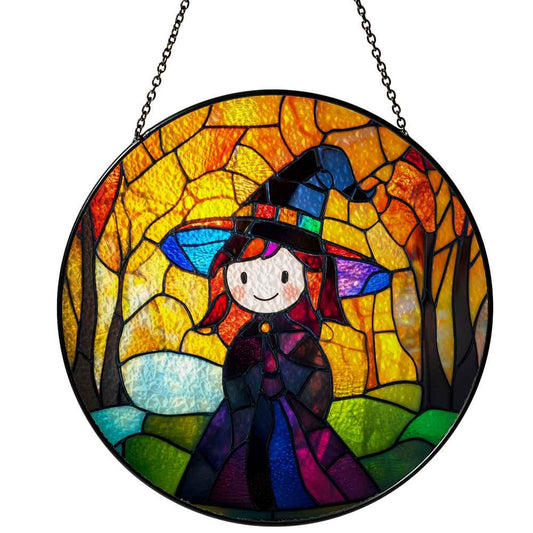 Personalized Witch stained-glass-inspired suncatcher by Foswick