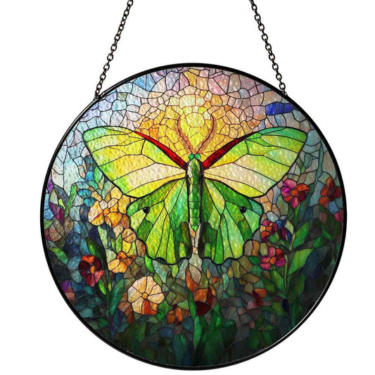 Personalized Luna Moth stained-glass-inspired suncatcher by Foswick