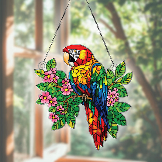 Personalized Macaw Parrot acrylic Christmas ornament by Foswick