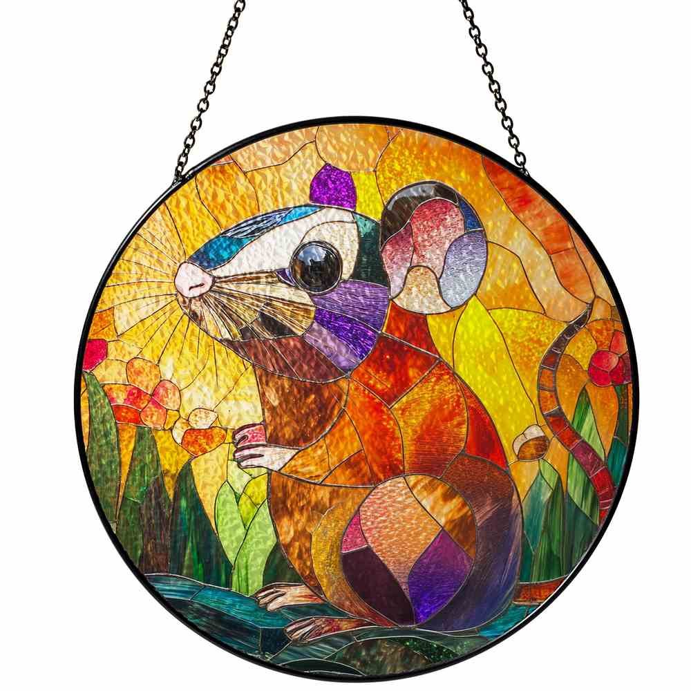 Personalized Rat stained-glass-inspired suncatcher by Foswick