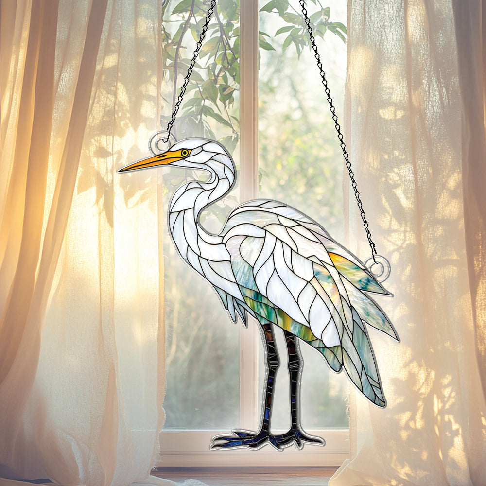Personalized Egret acrylic Christmas ornament by Foswick