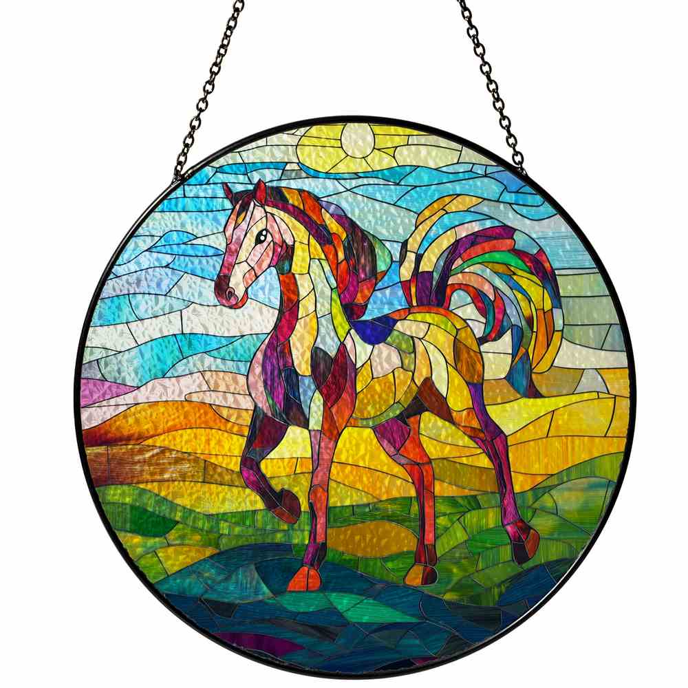Personalized Horse stained-glass-inspired suncatcher by Foswick