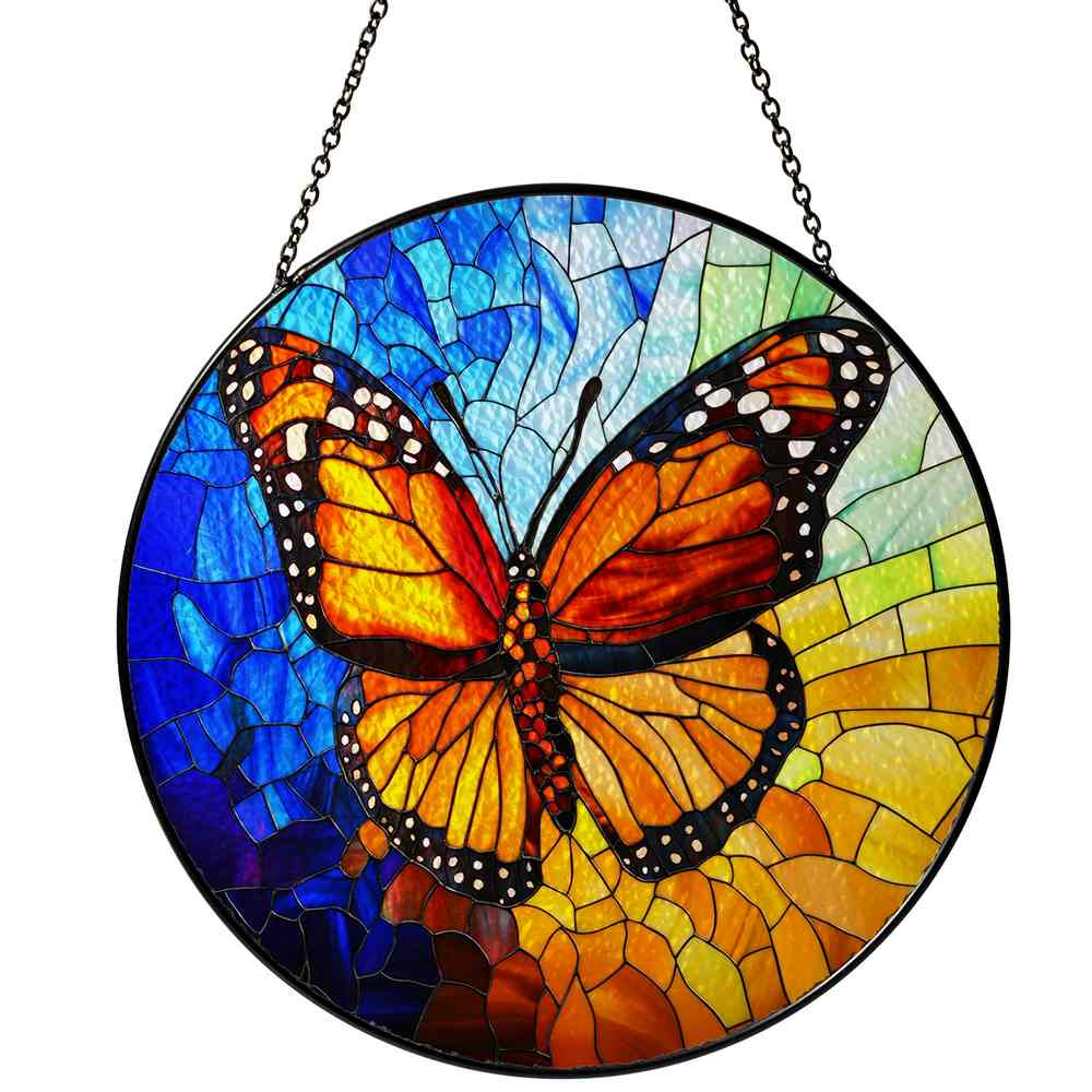 Personalized Monarch stained-glass-inspired suncatcher by Foswick