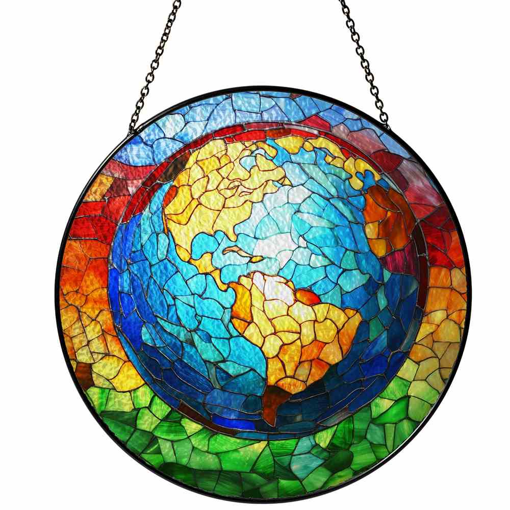 Personalized Earth stained-glass-inspired suncatcher by Foswick