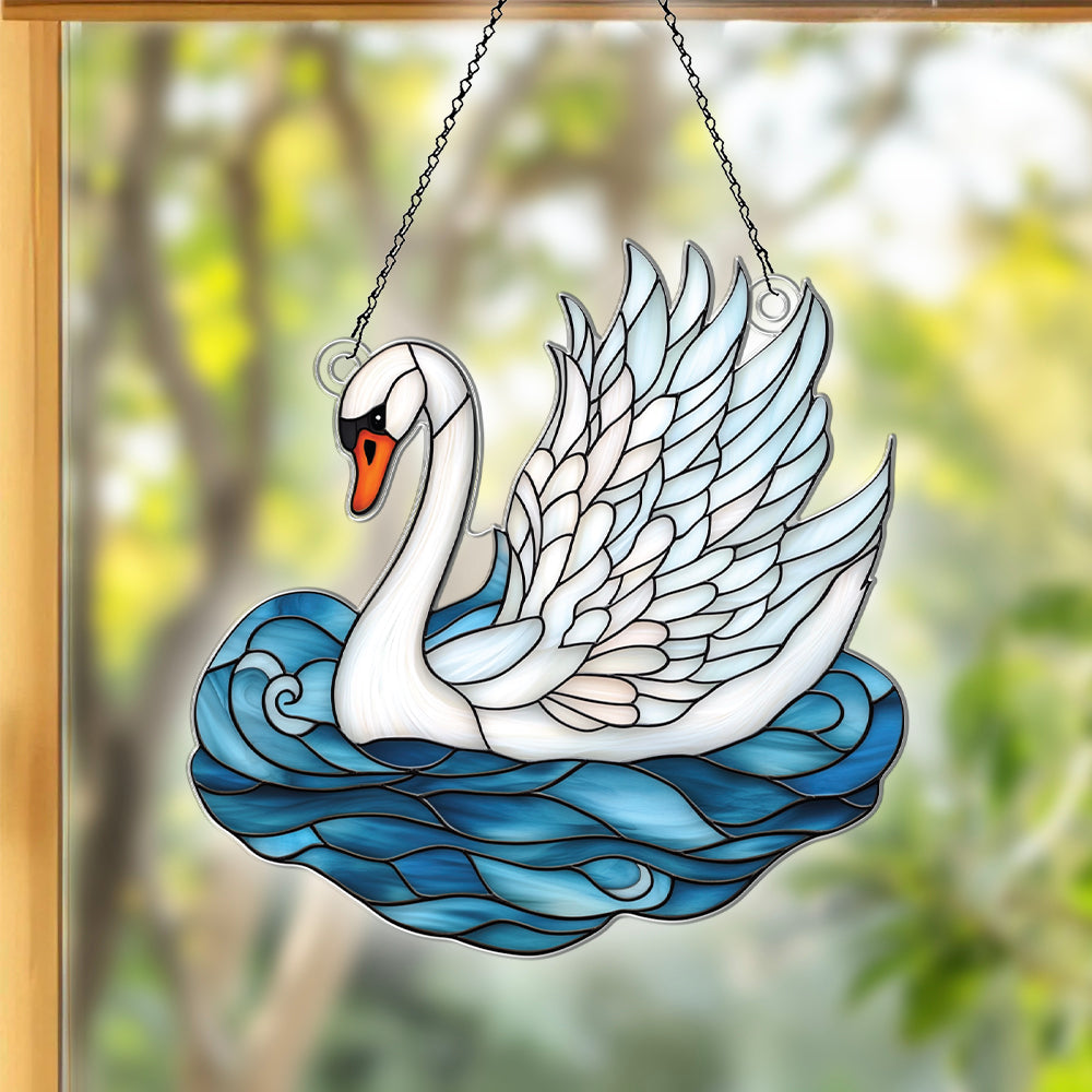 Personalized Swan acrylic Christmas ornament by Foswick