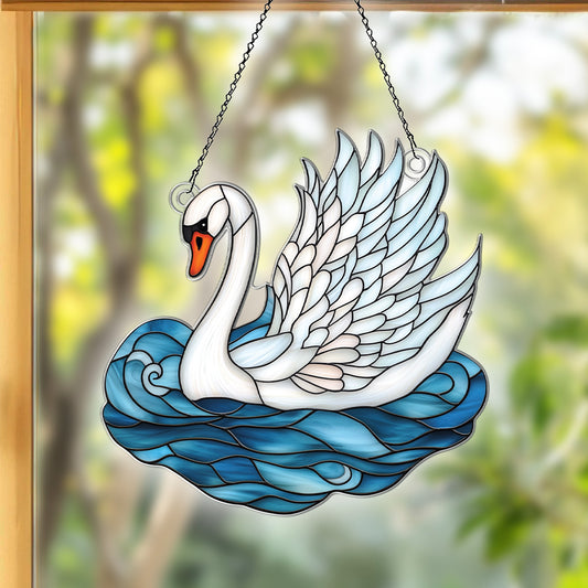 Personalized Swan acrylic Christmas ornament by Foswick