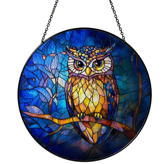 Personalized Owl stained-glass-inspired suncatcher by Foswick