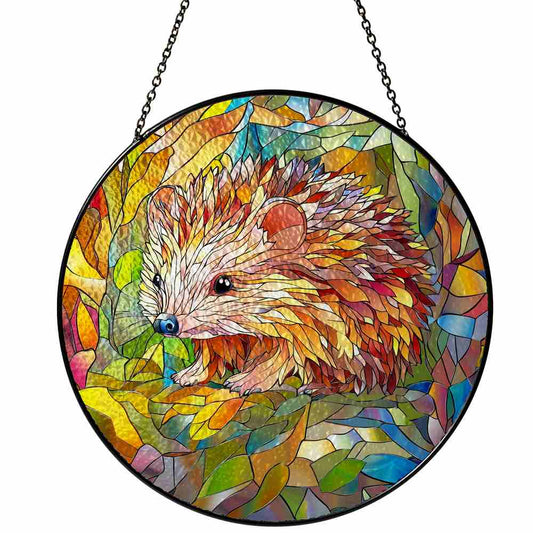 Personalized Hedgehog stained-glass-inspired suncatcher by Foswick