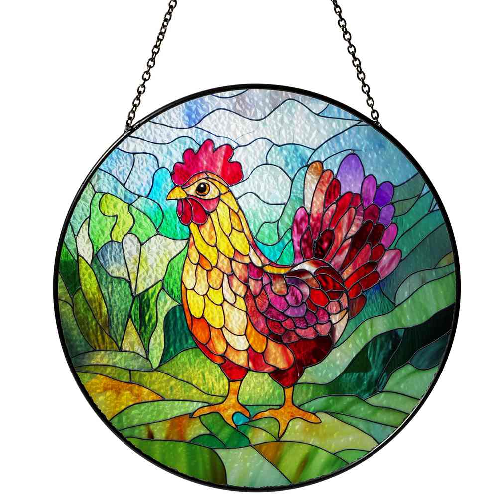 Personalized Chicken stained-glass-inspired suncatcher by Foswick