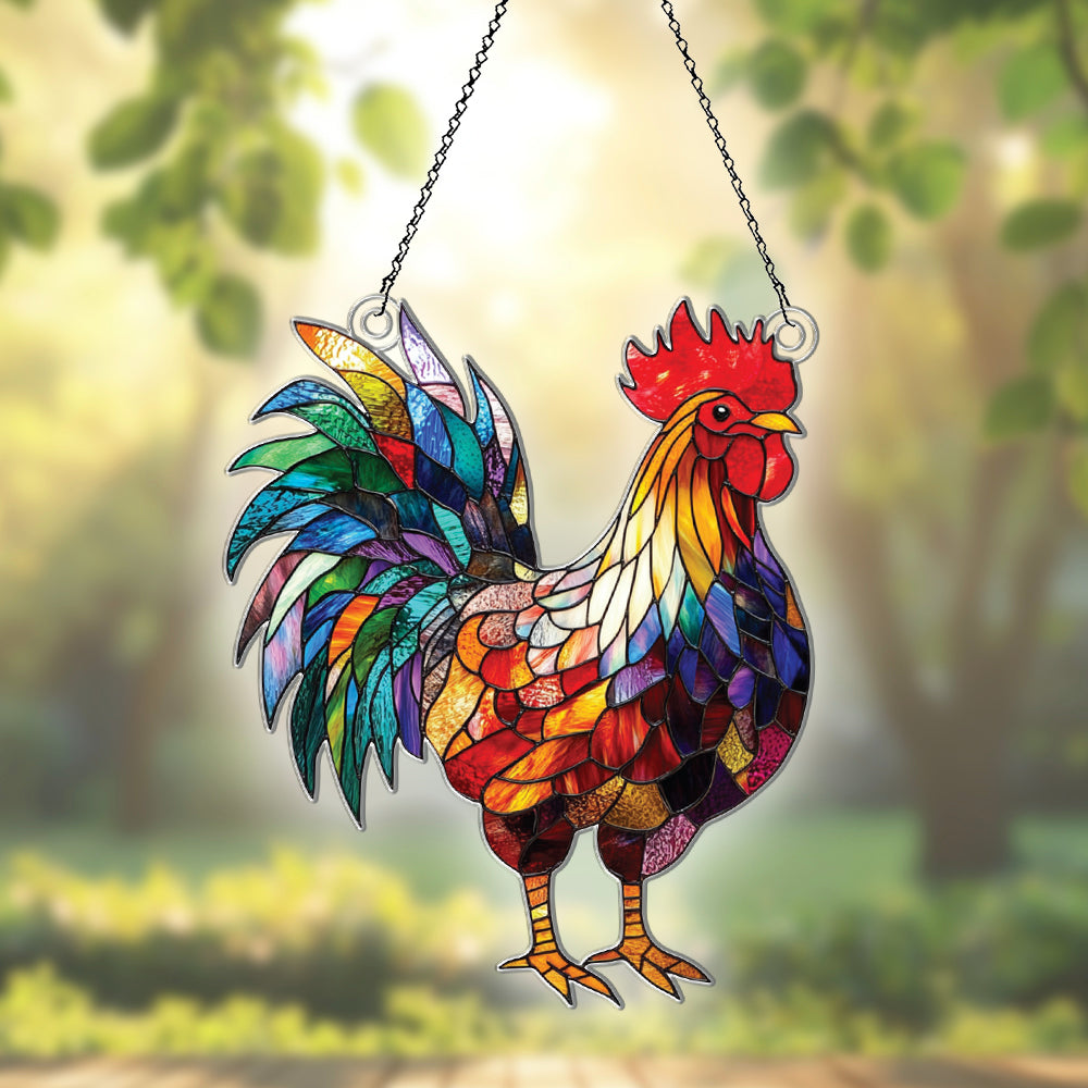 Personalized Rooster acrylic Christmas ornament by Foswick