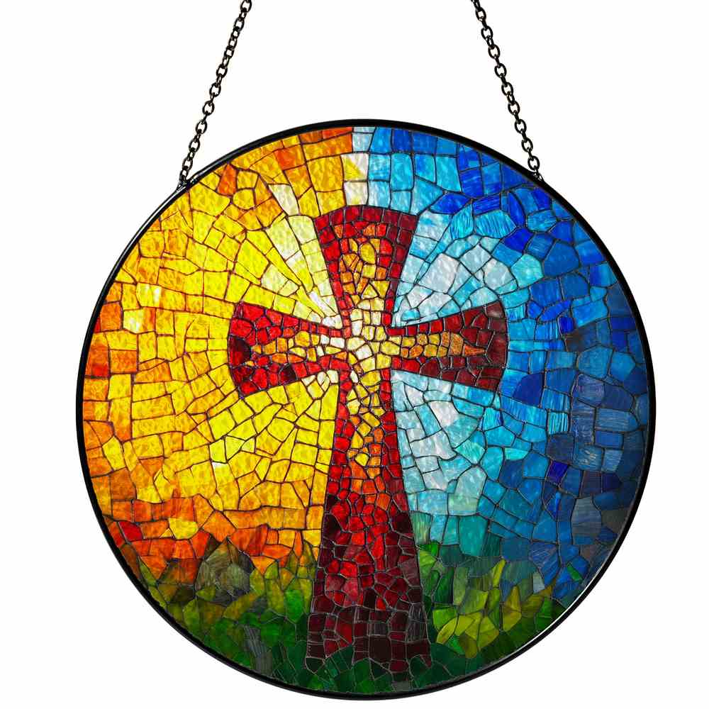 Personalized Cross stained-glass-inspired suncatcher by Foswick