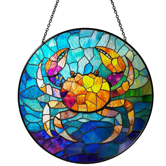 Personalized Crab stained-glass-inspired suncatcher by Foswick