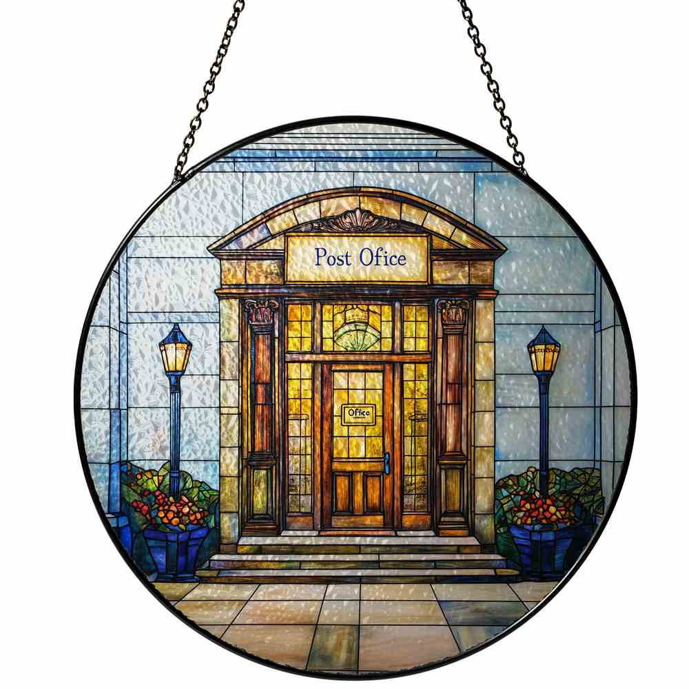 Personalized Post Office stained-glass-inspired suncatcher by Foswick