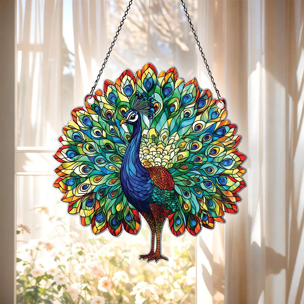 Personalized Peacock acrylic Christmas ornament by Foswick