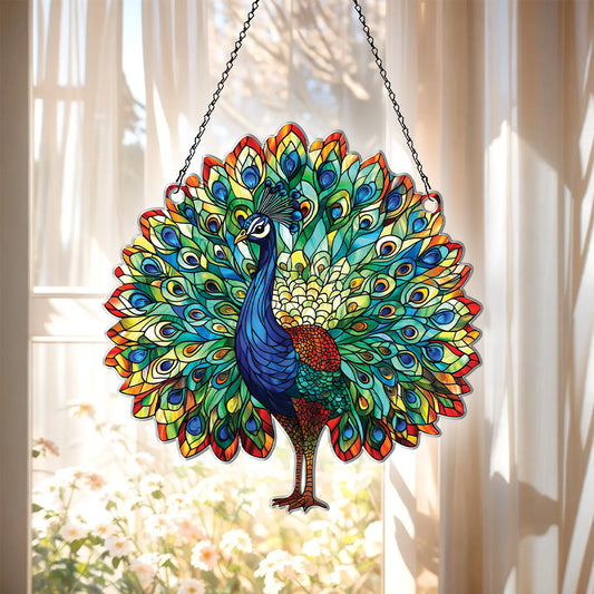 Personalized Peacock acrylic Christmas ornament by Foswick