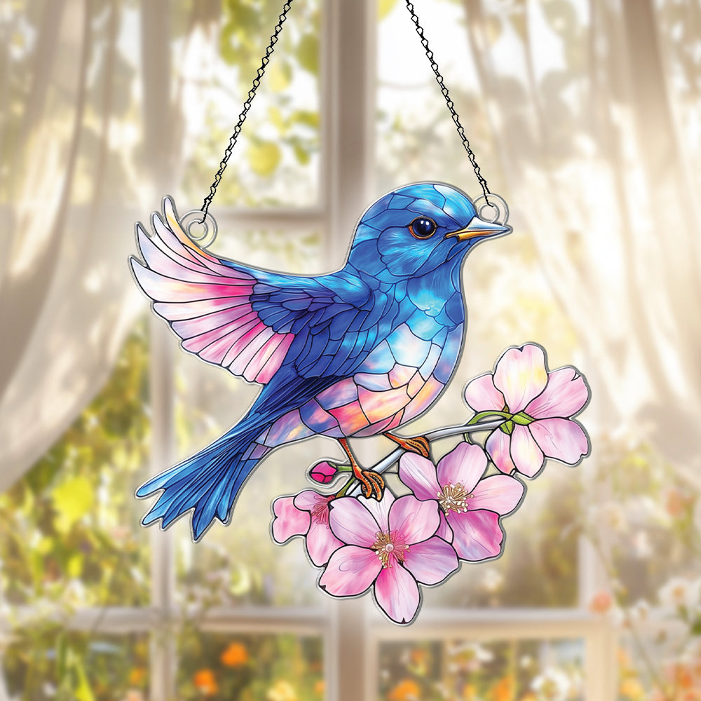 Personalized Bluebird acrylic Christmas ornament by Foswick