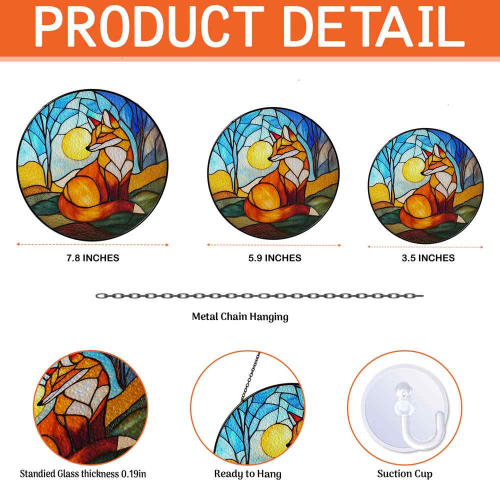 Personalized Fox stained-glass-inspired suncatcher by Foswick