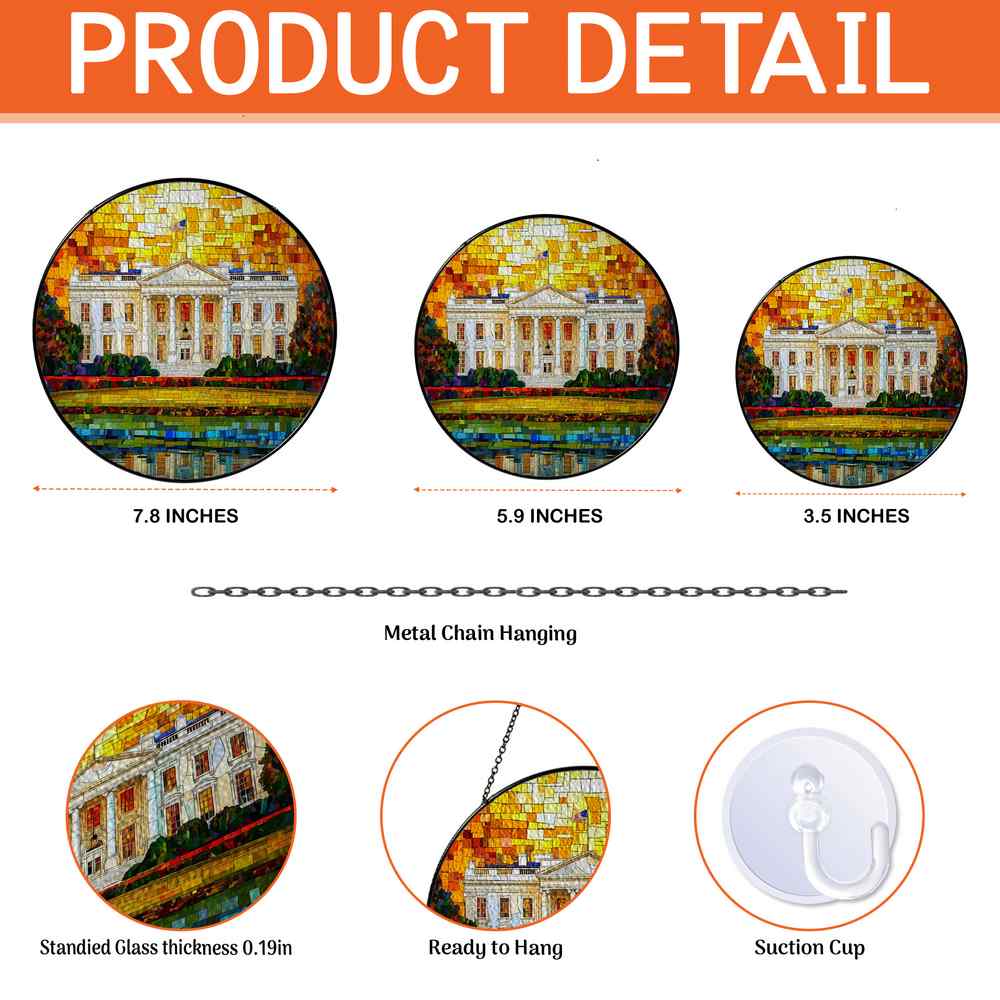 Personalized White House stained-glass-inspired suncatcher by Foswick