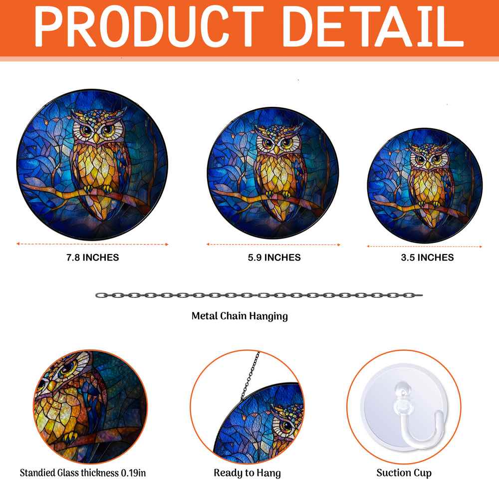 Personalized Owl stained-glass-inspired suncatcher by Foswick