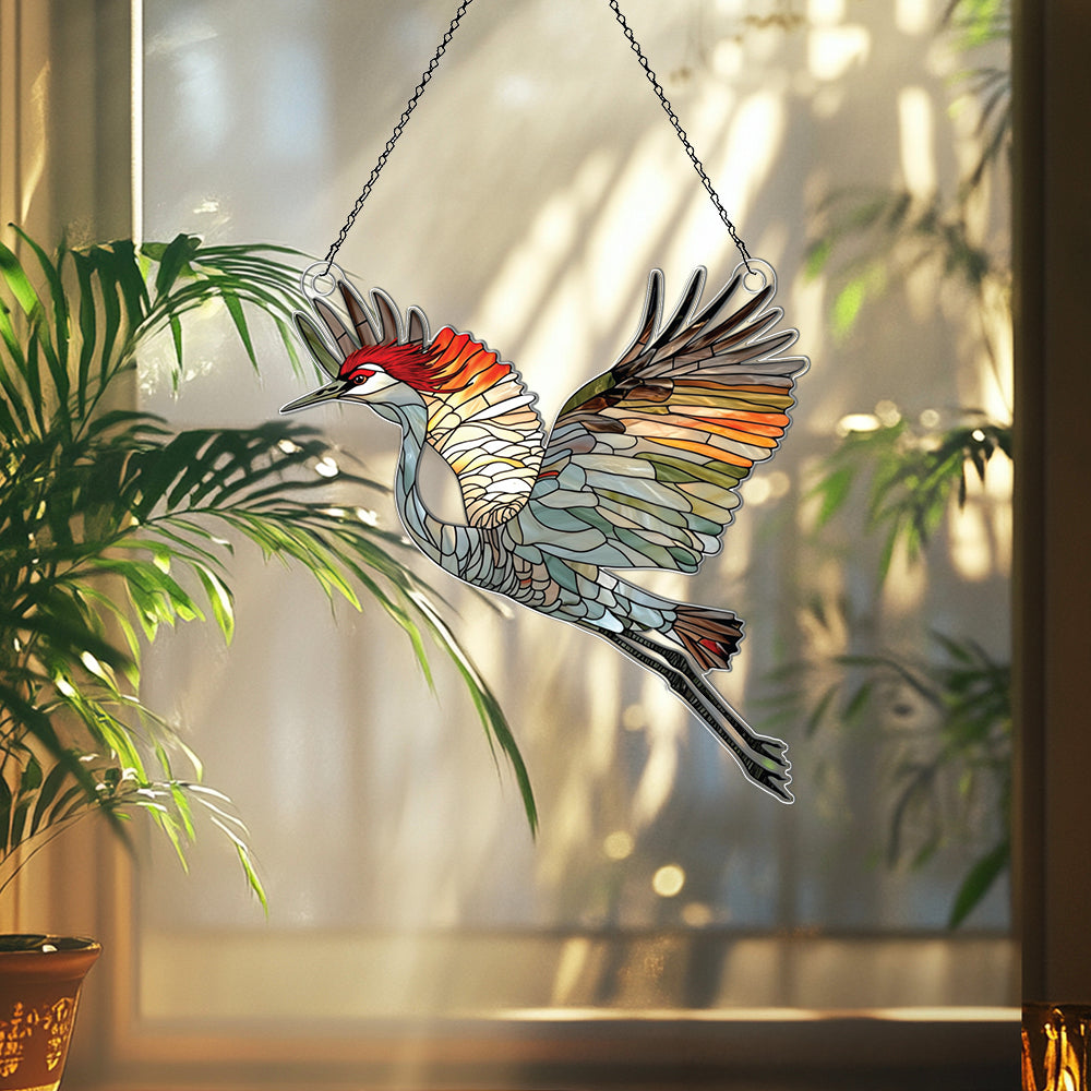 Personalized Sandhill Crane acrylic Christmas ornament by Foswick