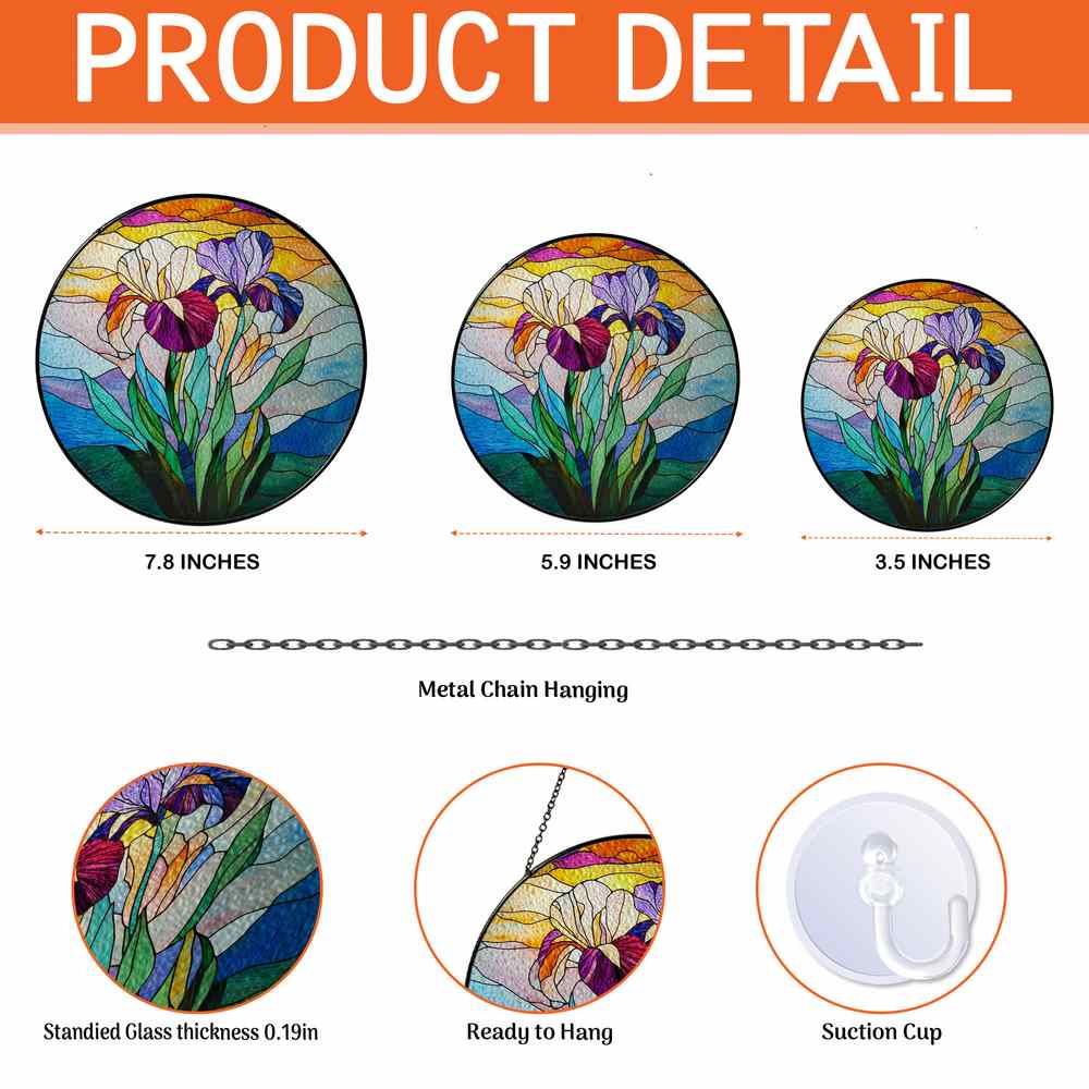Personalized Iris Flower stained-glass-inspired suncatcher by Foswick