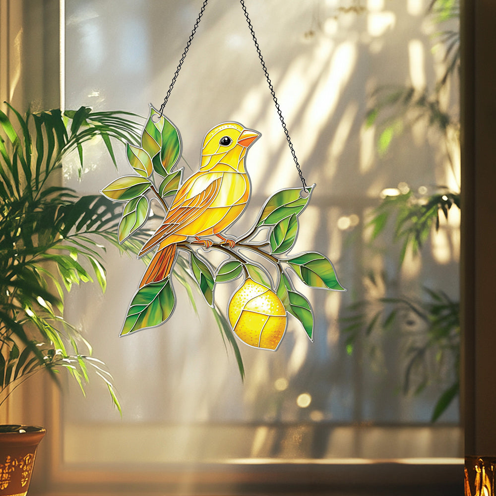 Personalized Canary Bird acrylic Christmas ornament by Foswick