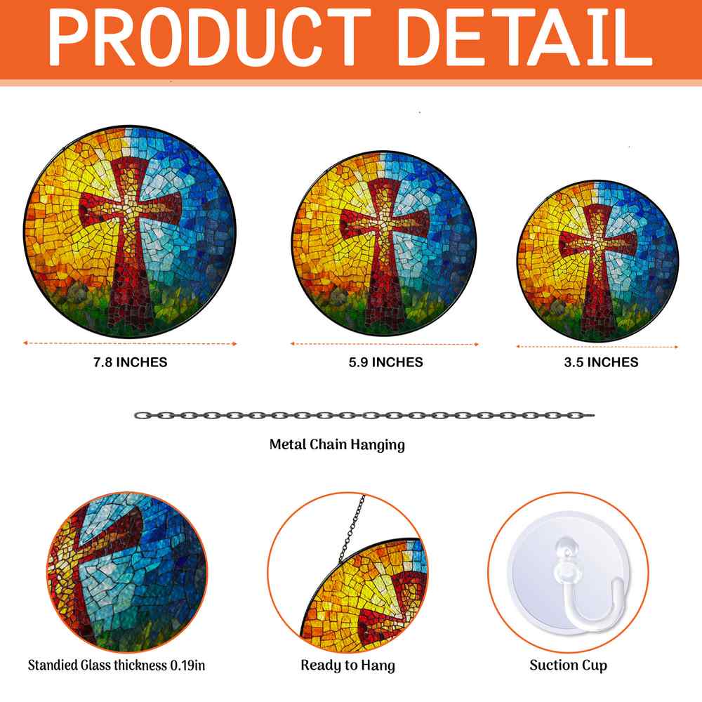 Personalized Cross stained-glass-inspired suncatcher by Foswick