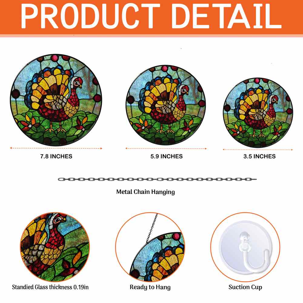 Personalized Turkey stained-glass-inspired suncatcher by Foswick
