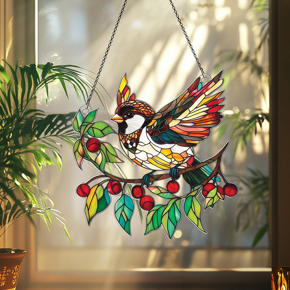 Personalized Sparrows acrylic Christmas ornament by Foswick