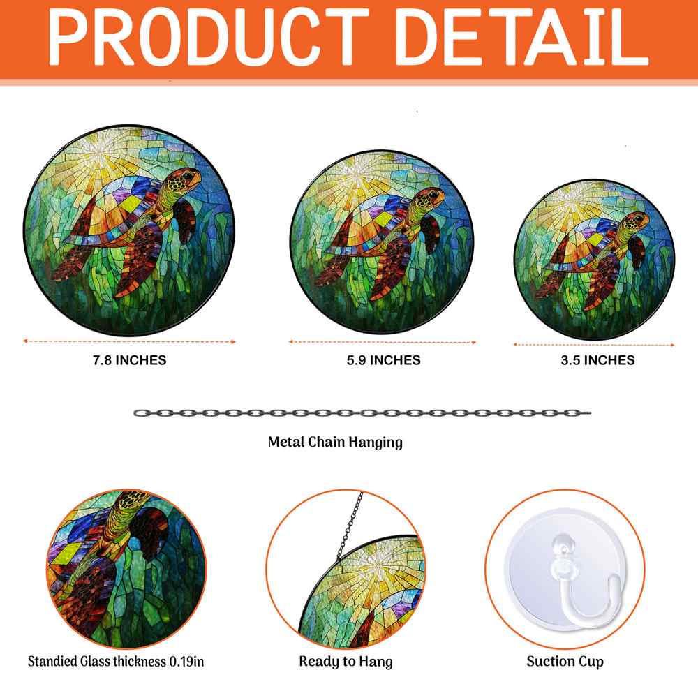 Personalized Sea Turtle stained-glass-inspired suncatcher by Foswick