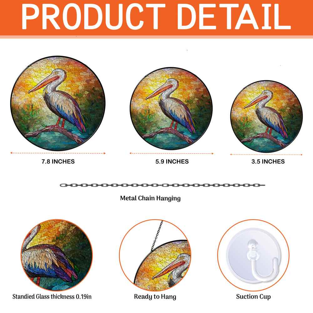 Personalized Pelican stained-glass-inspired suncatcher by Foswick
