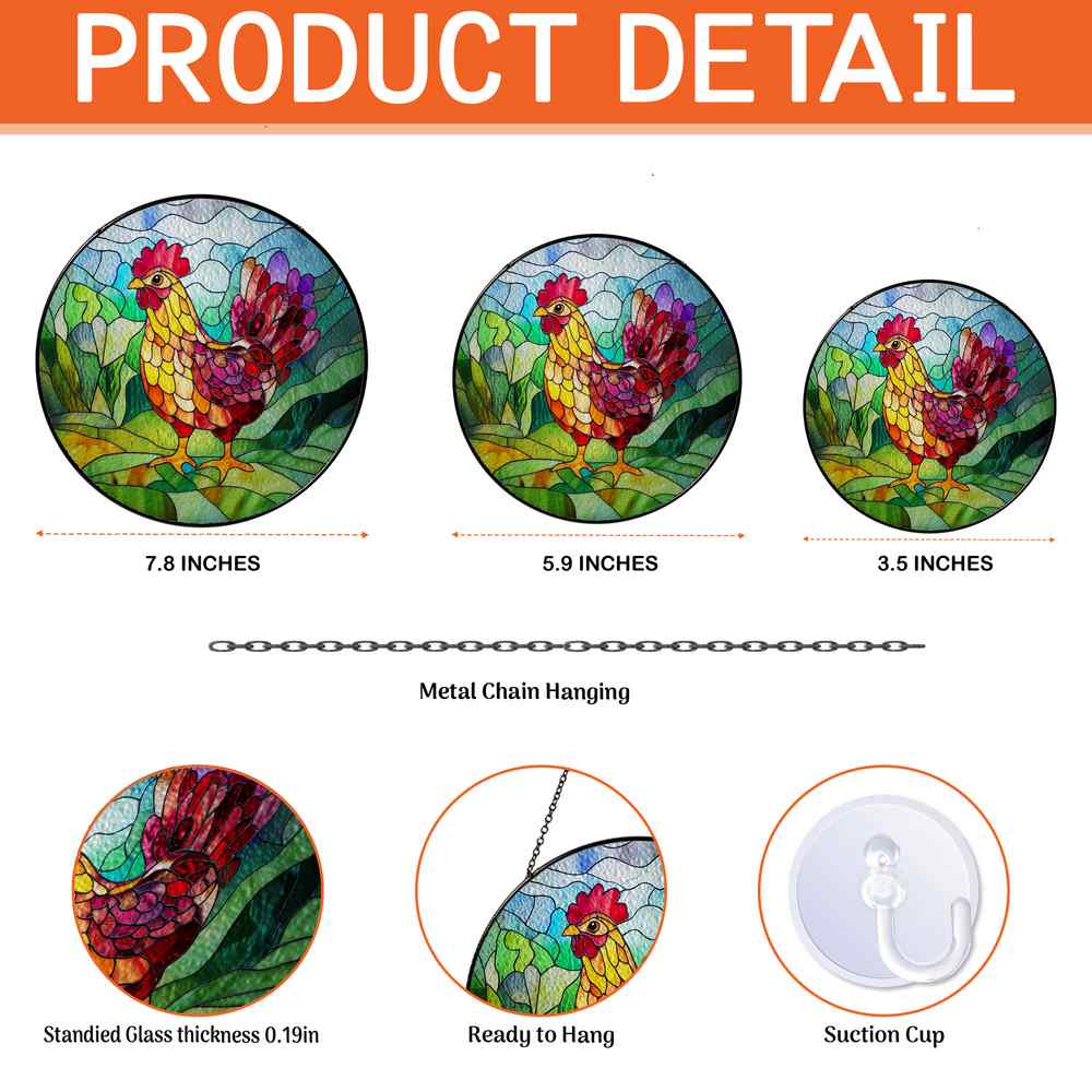 Personalized Chicken stained-glass-inspired suncatcher by Foswick