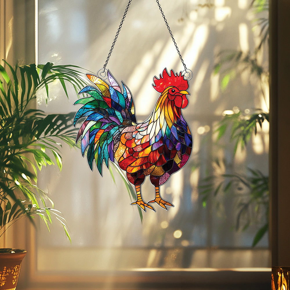 Personalized Rooster acrylic Christmas ornament by Foswick
