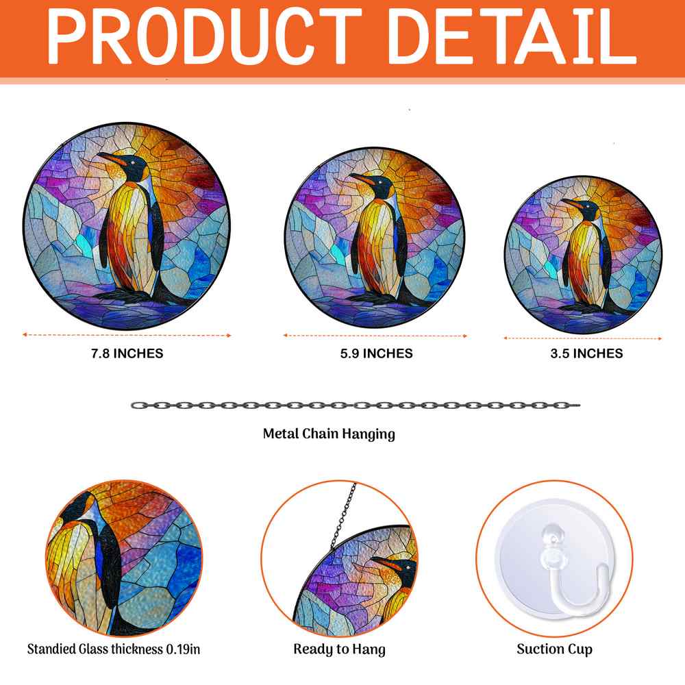 Personalized Penguin stained-glass-inspired suncatcher by Foswick
